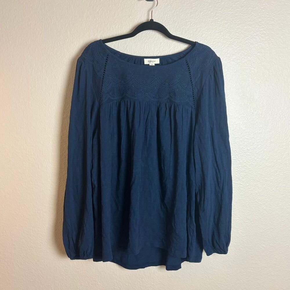 Style & Co Women's Lace Knit Cotton Blouse - 3X NWT - Picture 2 of 4